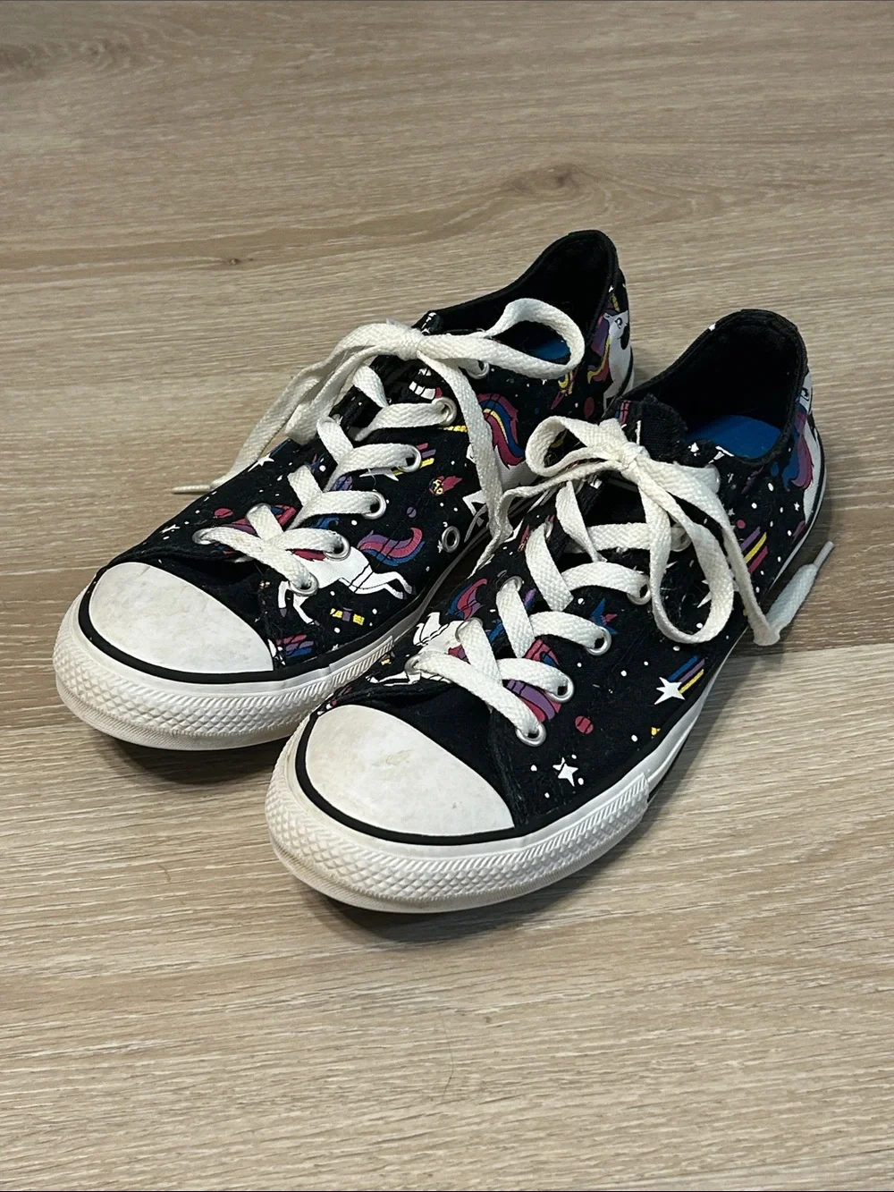 Converse Chuck Taylor Kids Black Unicorn Print Low-Top Sneakers Sz 6